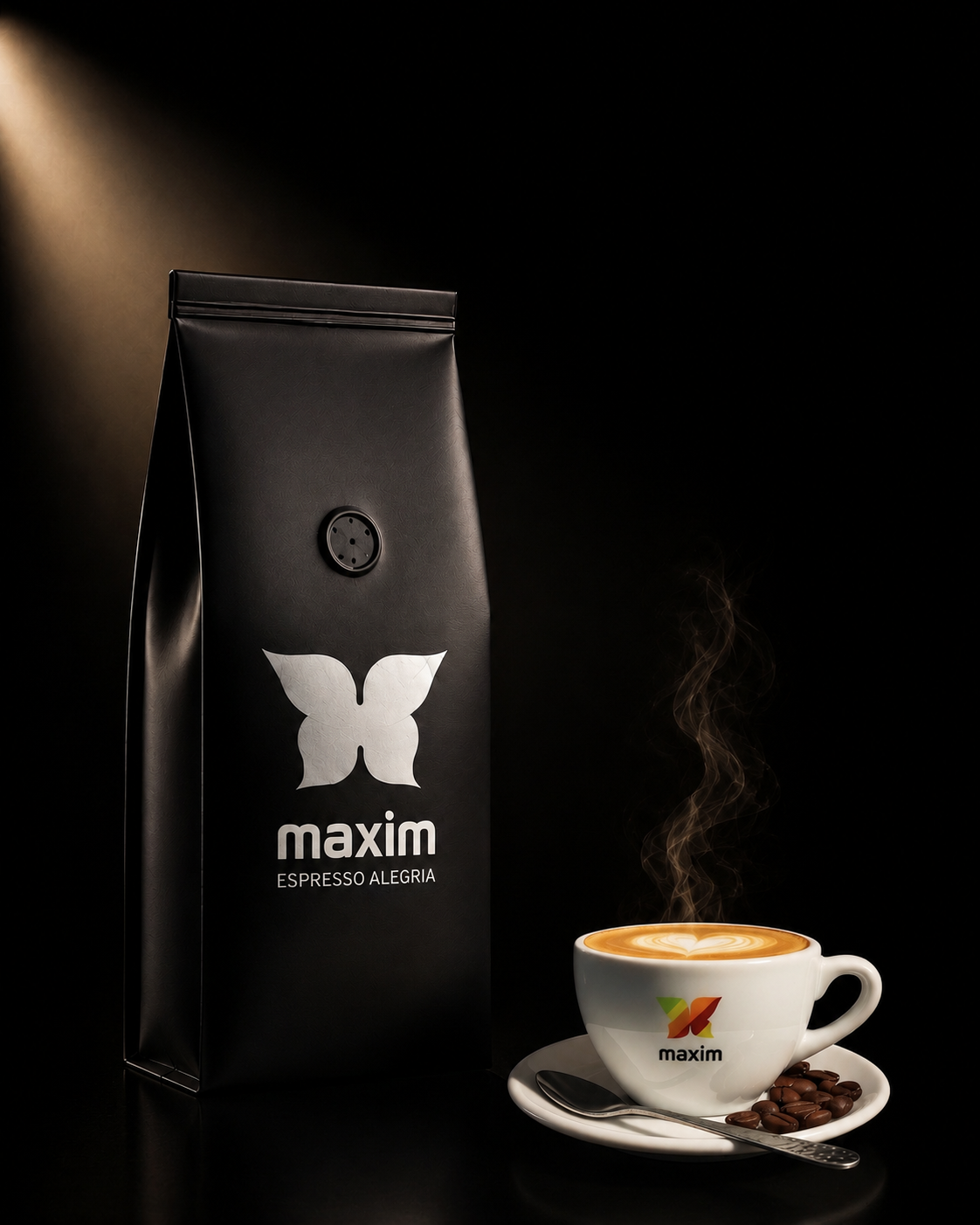 MAXIM Espresso Alegria 1kg ganze Bohnen – italienische dunkle Röstung, 50% Arabica 50% Robusta, Schweizer Röstung