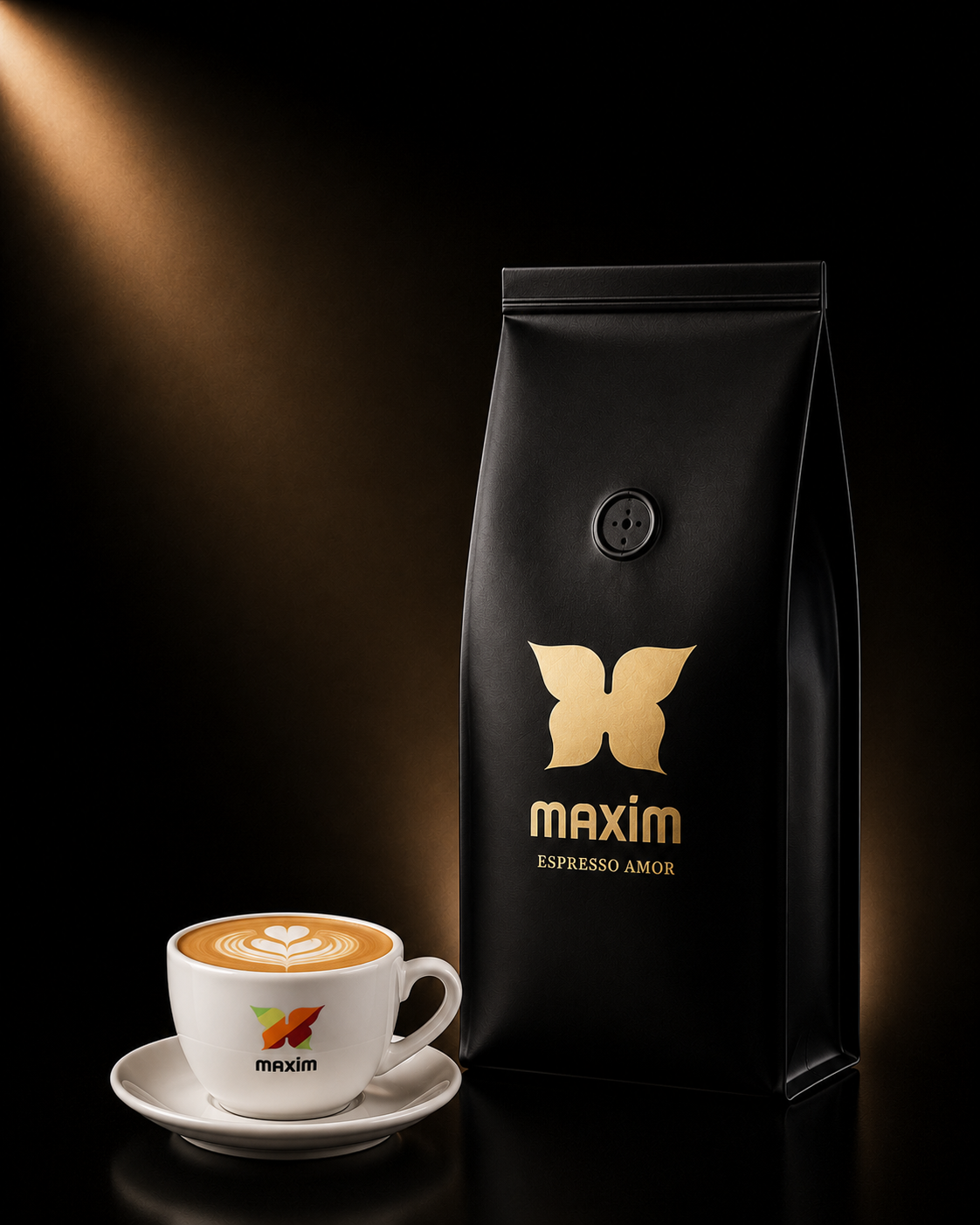 MAXIM Espresso Amor 1kg ganze Bohnen – 90% Arabica Premium Blend, Schweizer Röstung, mild und schokoladig