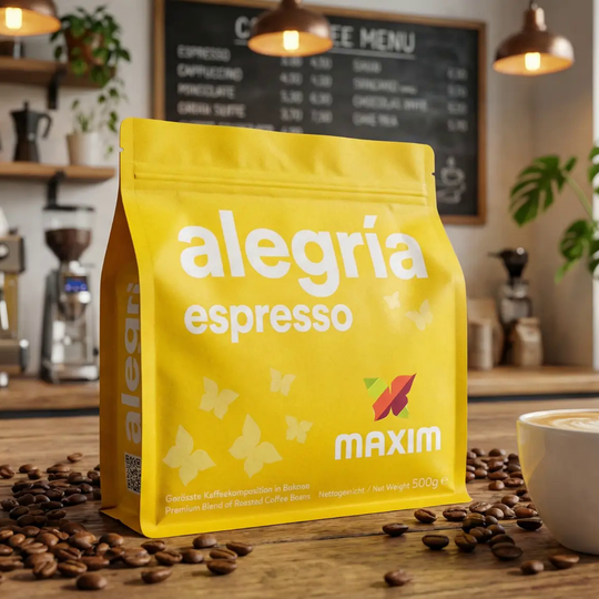 Maxim Espresso Alegria 500g - Kaffee mit sozialem Impact - Maxim Coffee Shop